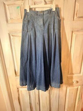 Amazing Stretchy Soft Surroundings Women's Blue Denim Full Circle Skirt
